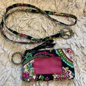 Vera Bradley Lanyard & Coin Keychain Purse Set